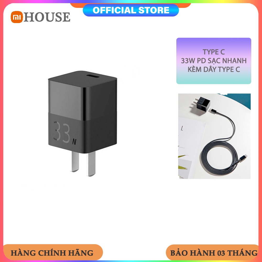 33W| sẵn | Củ sạc nhanh Xiaomi Zmi HA715 GaN 33W Kèm - Cáp CtoC - Chính Hãng