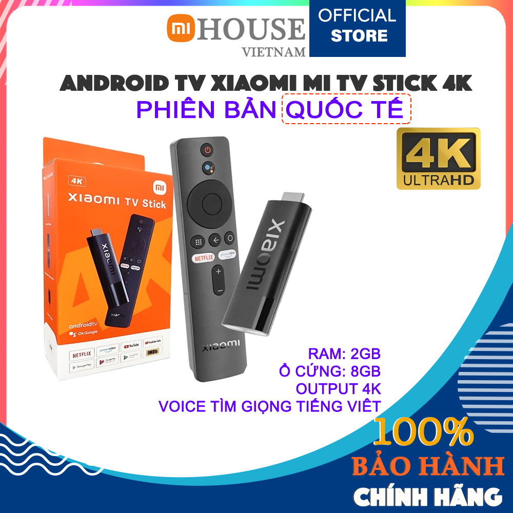 (Bản Quốc Tế) Xiaomi TV Stick 4K RAM 2GB - Bộ nhớ trong 8GB