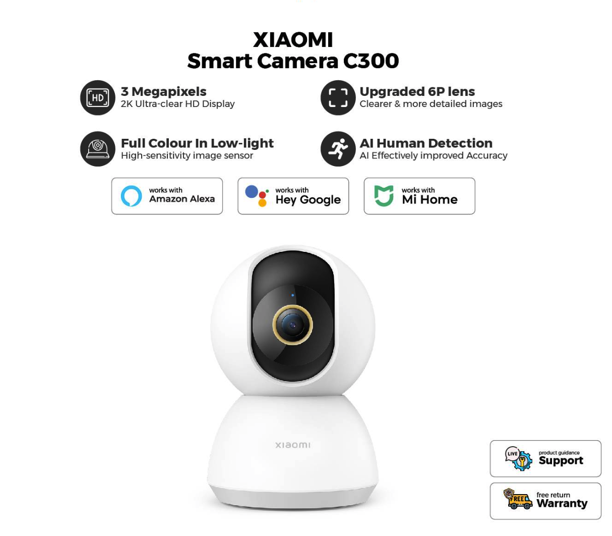 Camera Xiaomi 2K C300 - Quốc Tế 2023 - Xiaomi Smart Camera C300 - New Version